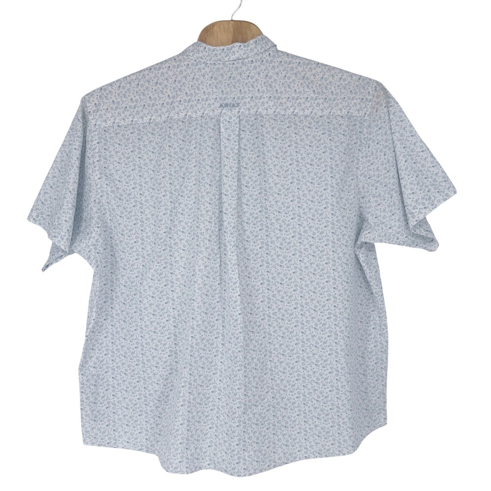 Ariat Jameson Classic Fit Short Sleeve Shirt Mens 3XL White Blue Western AOP - Picture 2 of 10